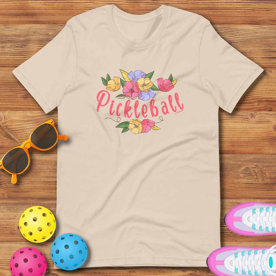 Fun Pickleball Flower Swag: "Pickleball", Womens Unisex T-Shirt