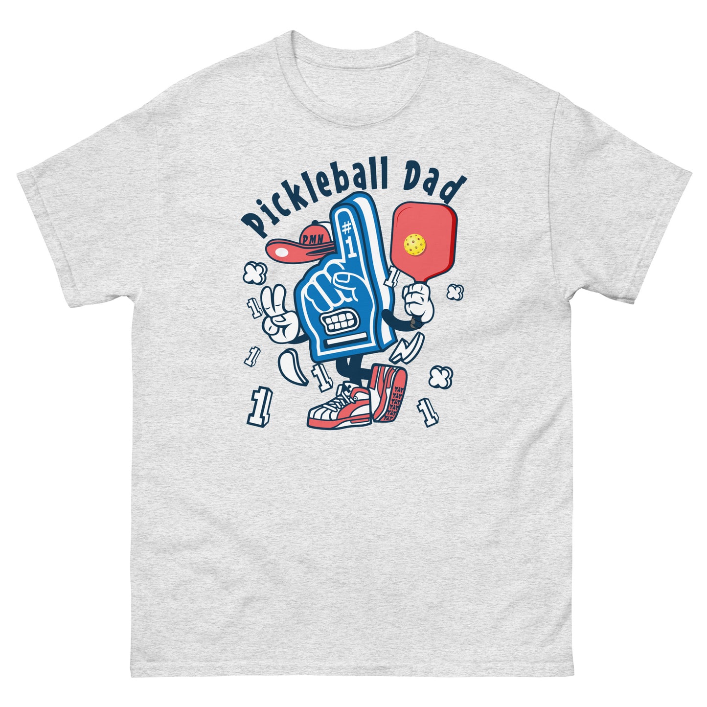 Retro Pickleball Pun: "Number One Pickleball Dad Glove", Father's Day Mens Ash T-Shirt