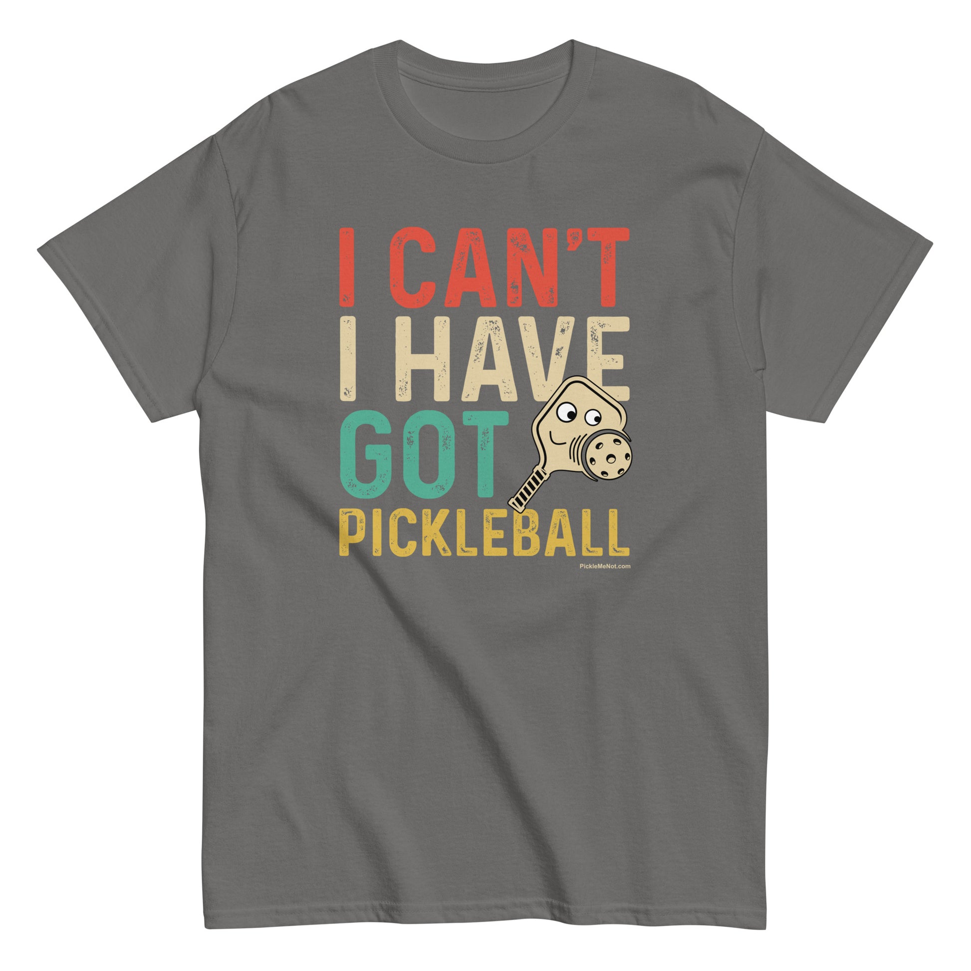 Fun Distressed Pickleball, "I Can't, I Have Pickleball" Men's Classic Charcoal Tee