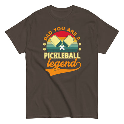 Fun Pickleball Pun: "Dad You Are a Pickleball Legend", Unisex T-ShirtFun Pickleball Pun: "Dad You Are a Pickleball Legend", Dark Chocolate Mens Regular Tee