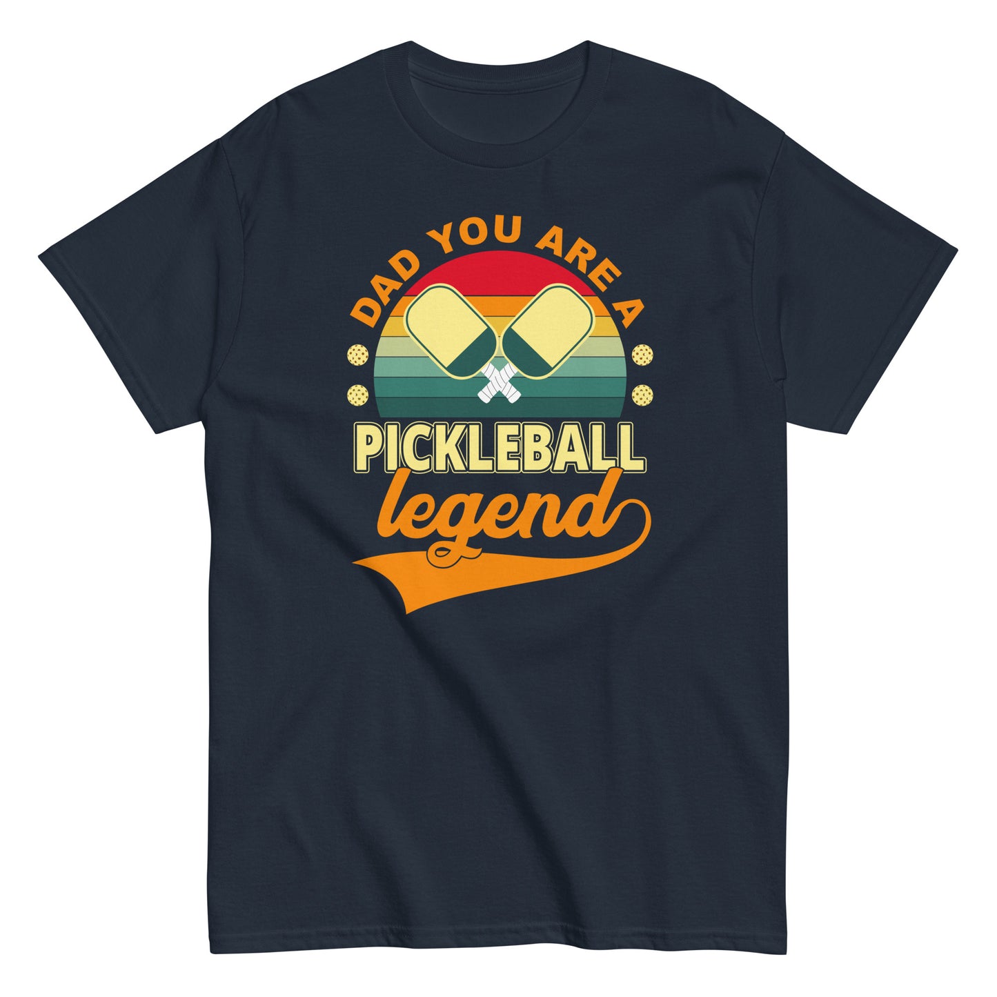 Fun Pickleball Pun: "Dad You Are a Pickleball Legend", Unisex T-ShirtFun Pickleball Pun: "Dad You Are a Pickleball Legend", Navy Mens Regular Tee