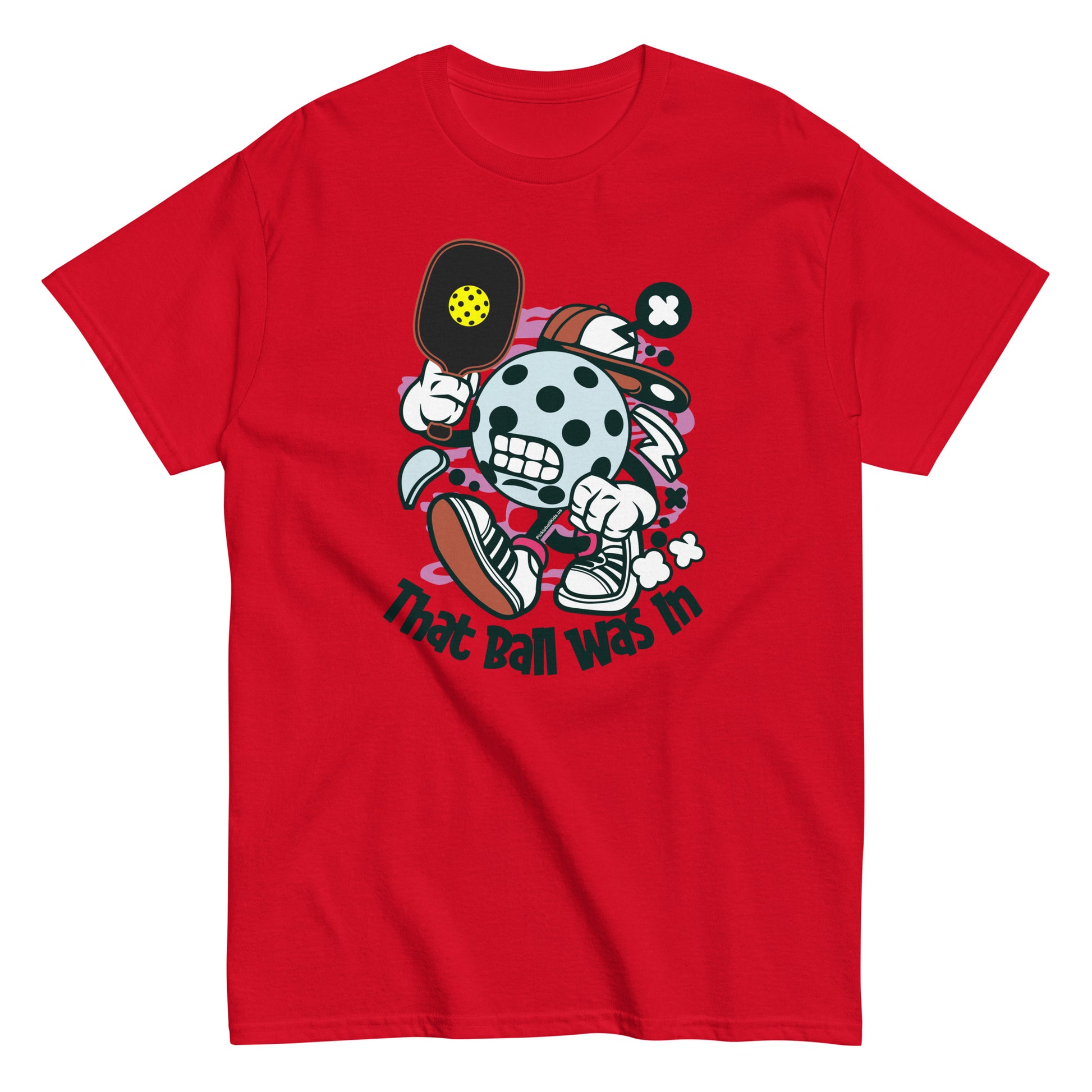 Retro Fun Pickleball "That Ball Was In" Men's Red T-Shirt