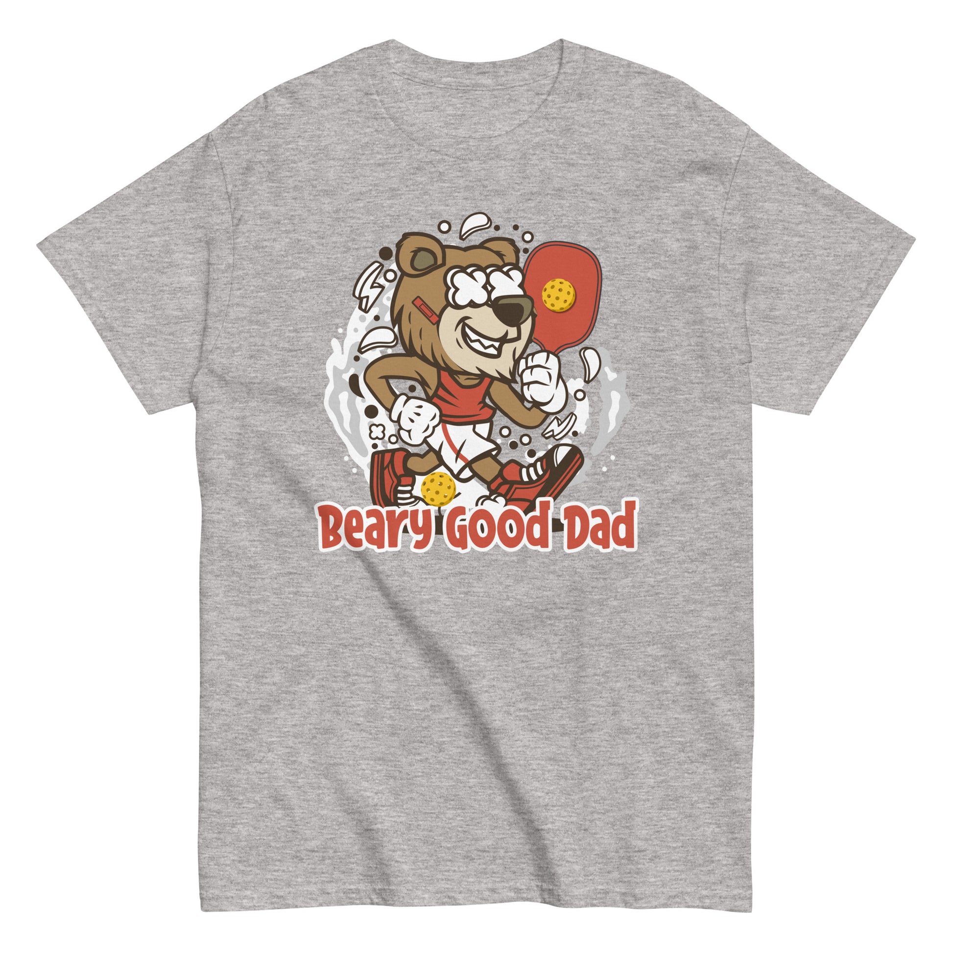 Retro Pickleball Pun: "Beary Good Dad", Father's Day Mens Sport Grey T-Shirt
