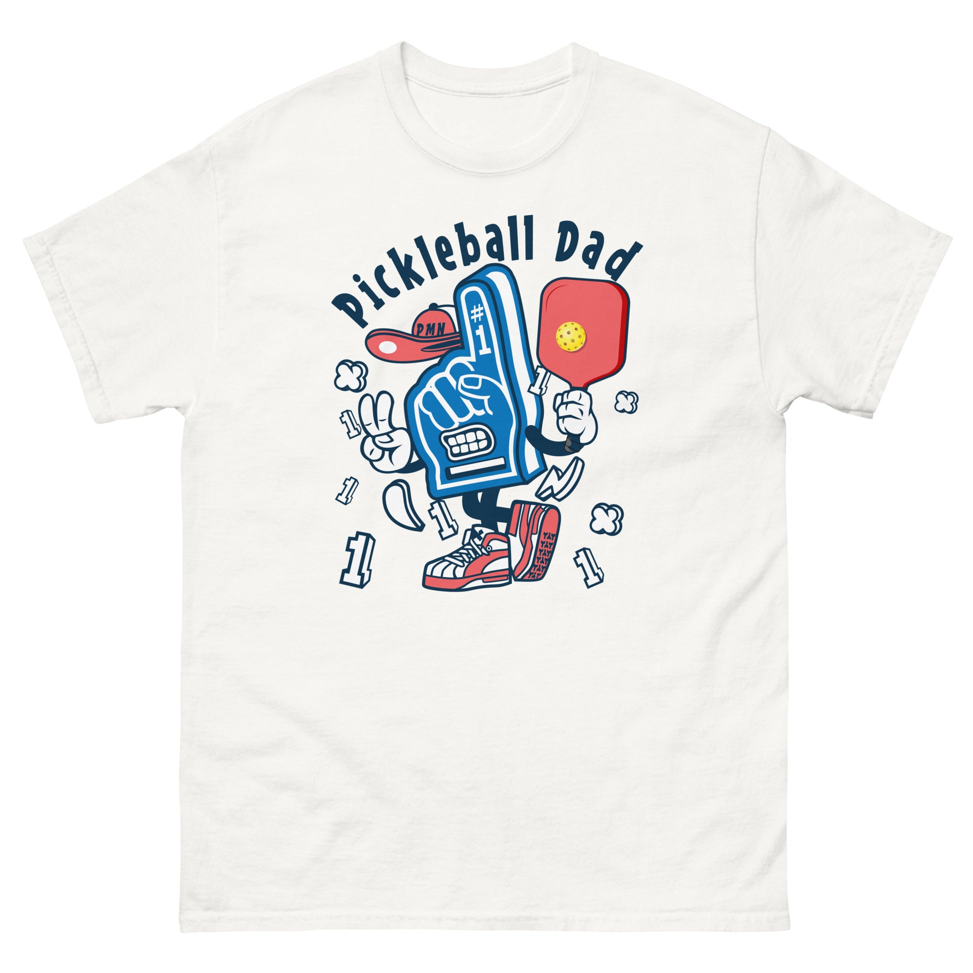 Retro Pickleball Pun: "Number One Pickleball Dad Glove", Father's Day Mens White T-Shirt