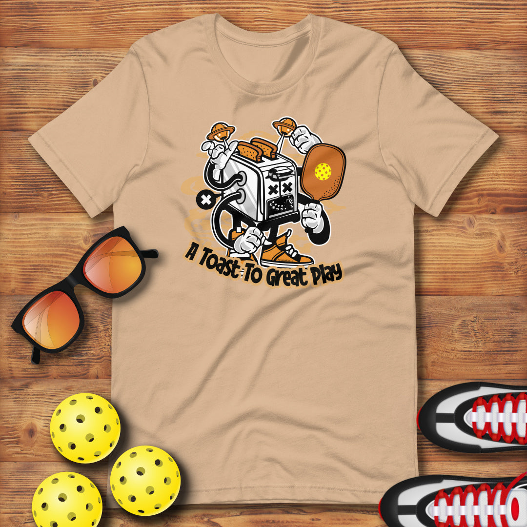Retro - Vintage Fun Pickleball "A Toast To Great Play" Toaster With Paddle Unisex T-Shirt