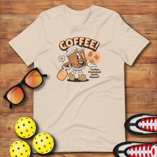 Retro - Vintage Fun Pickleball "Coffee, Pickleball, Smile, Repeat" Unisex T-Shirt