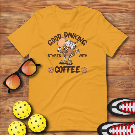 Retro - Vintage Fun Pickleball "Good Dinking Starts With Coffee" Unisex T-Shirt