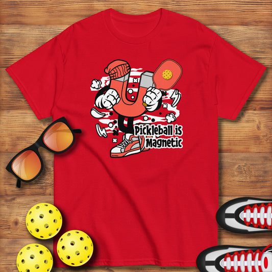 Retro-Vintage Fun Pickleball "Pickleball Is Magnetic" Mens T-Shirt