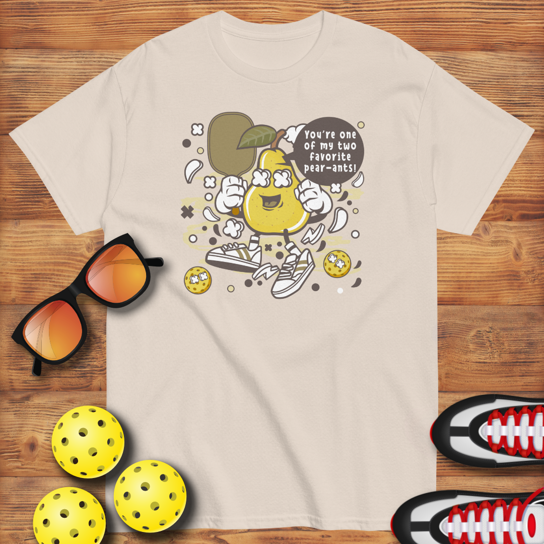 Retro Pickleball Pun: "Your One Of My Favorite Pear-Ants", Father's Day Mens Natural T-Shirt