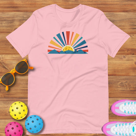 Pickleball Rainbow Sunrise Over The Mountains Unisex Women's T-Shirt