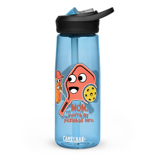 Fun Pickleball Gift Sports Water Bottle, "Mom, You're My Pickleball Hero"