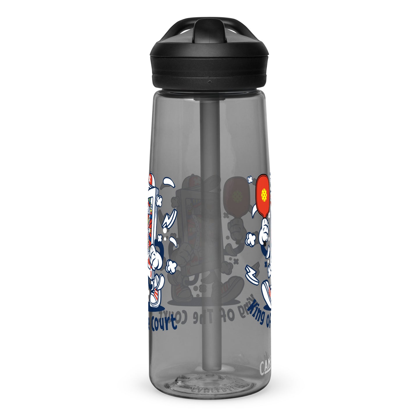 Fun Pickleball Gift Sports Water Bottle, "King Of Hearts And The Court"