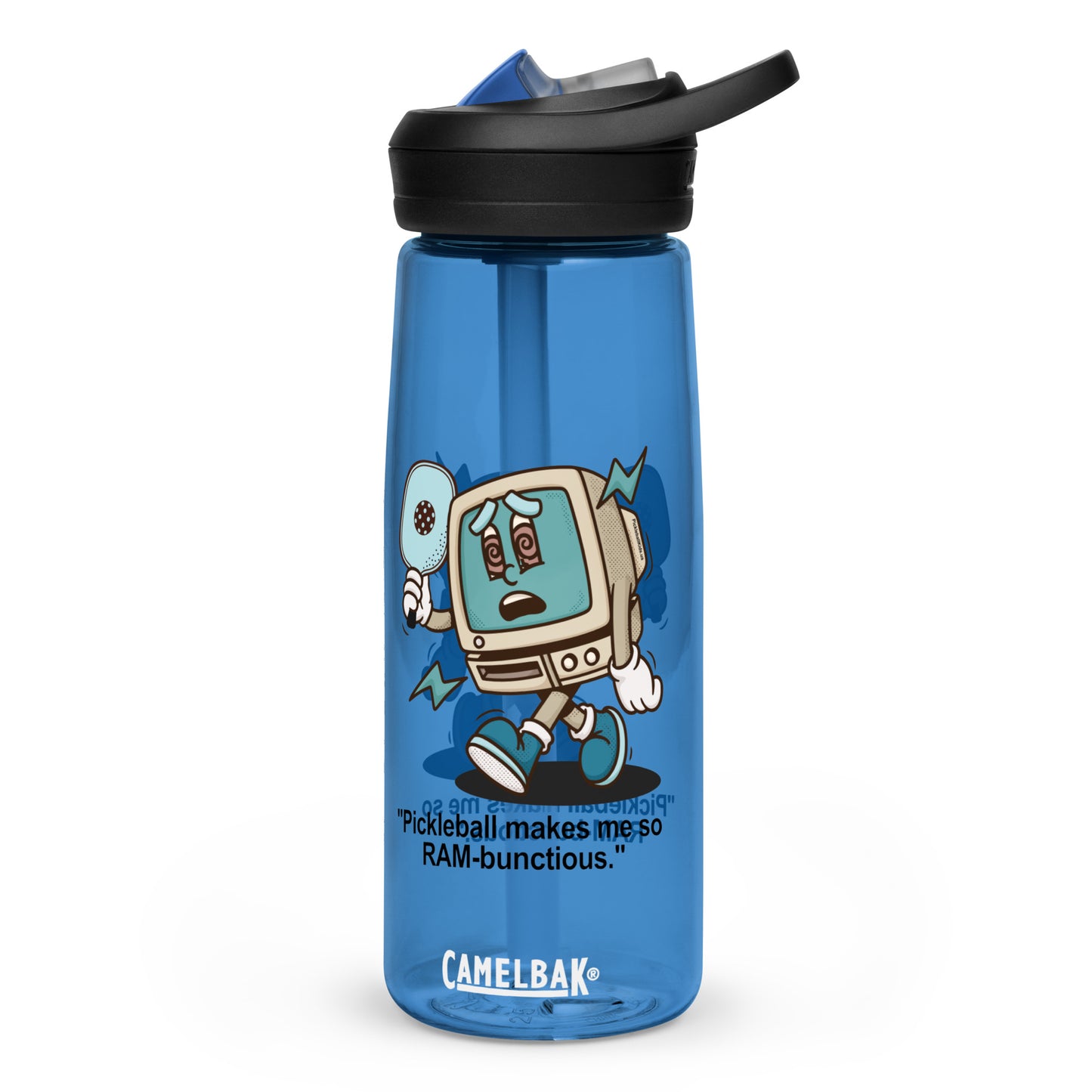 Fun Pickleball Gift Sports Water Bottle, "Pickleball Makes Me So Ram-bunctious"