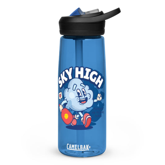 Fun Pickleball Gift Sports Water Bottle, "Sky High And Pumped to Play Today"