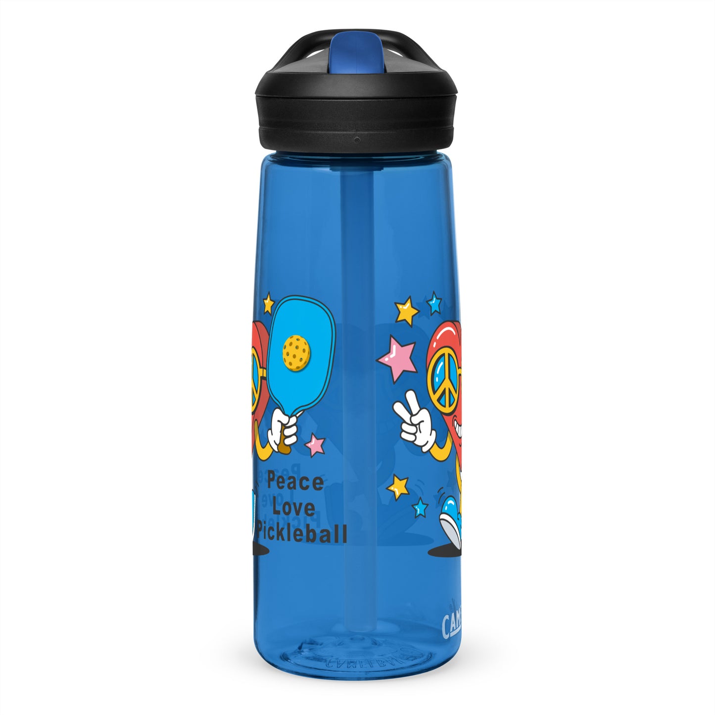Fun Pickleball Gift Sports Water Bottle, "Peace Love Pickleball"