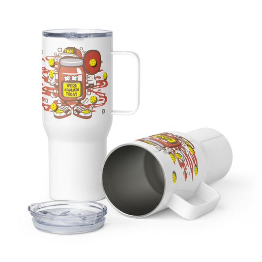 Pickleball Travel Mug With a Handle, "We're Jammin Today"