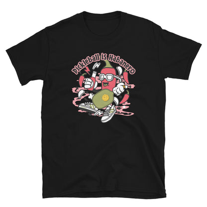 Retro-Vintage Fun Pickleball "Pickleball is Habanero" Men's Black T-Shirt