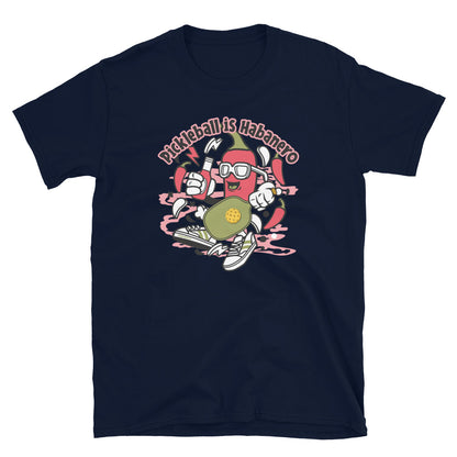 Retro-Vintage Fun Pickleball "Pickleball is Habanero" Men's Navy T-Shirt