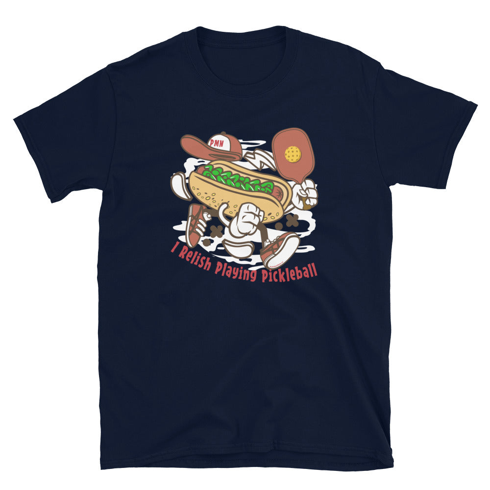 Retro-Vintage Fun Pickleball "I Relish Playing Pickleball" Men's Navy T-Shirt