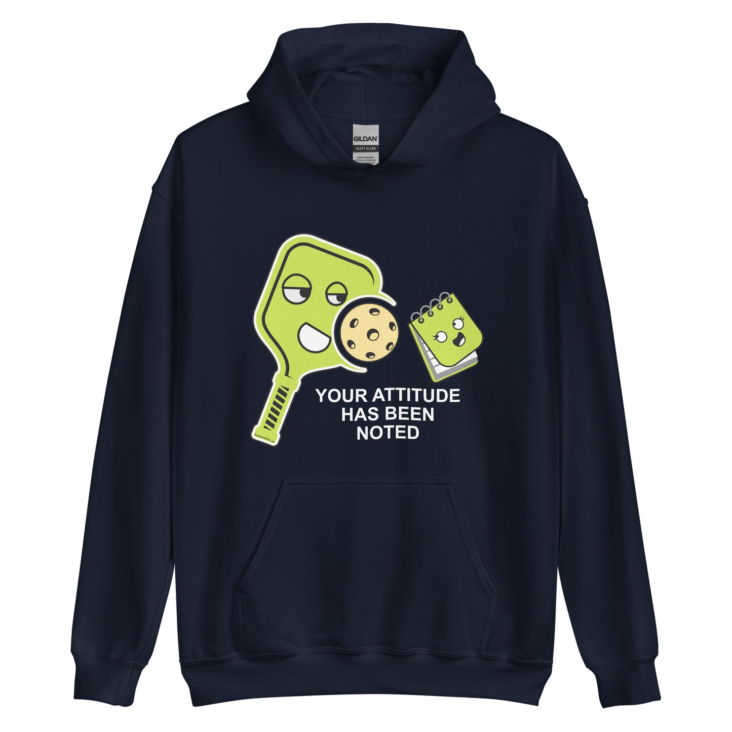 Fun Pickleball Unisex Hoodie, "Your Attitude Has Been Noted" Kawaii Paddle And Notepad