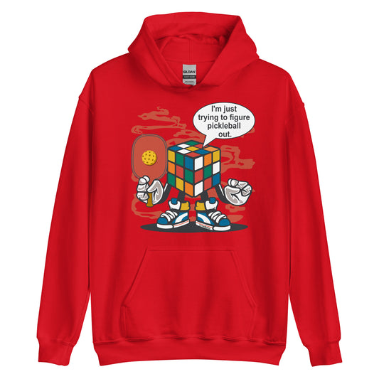 Fun Pickleball Retro Unisex Hoodie, "I'm Just Trying to Figure Pickleball Out"