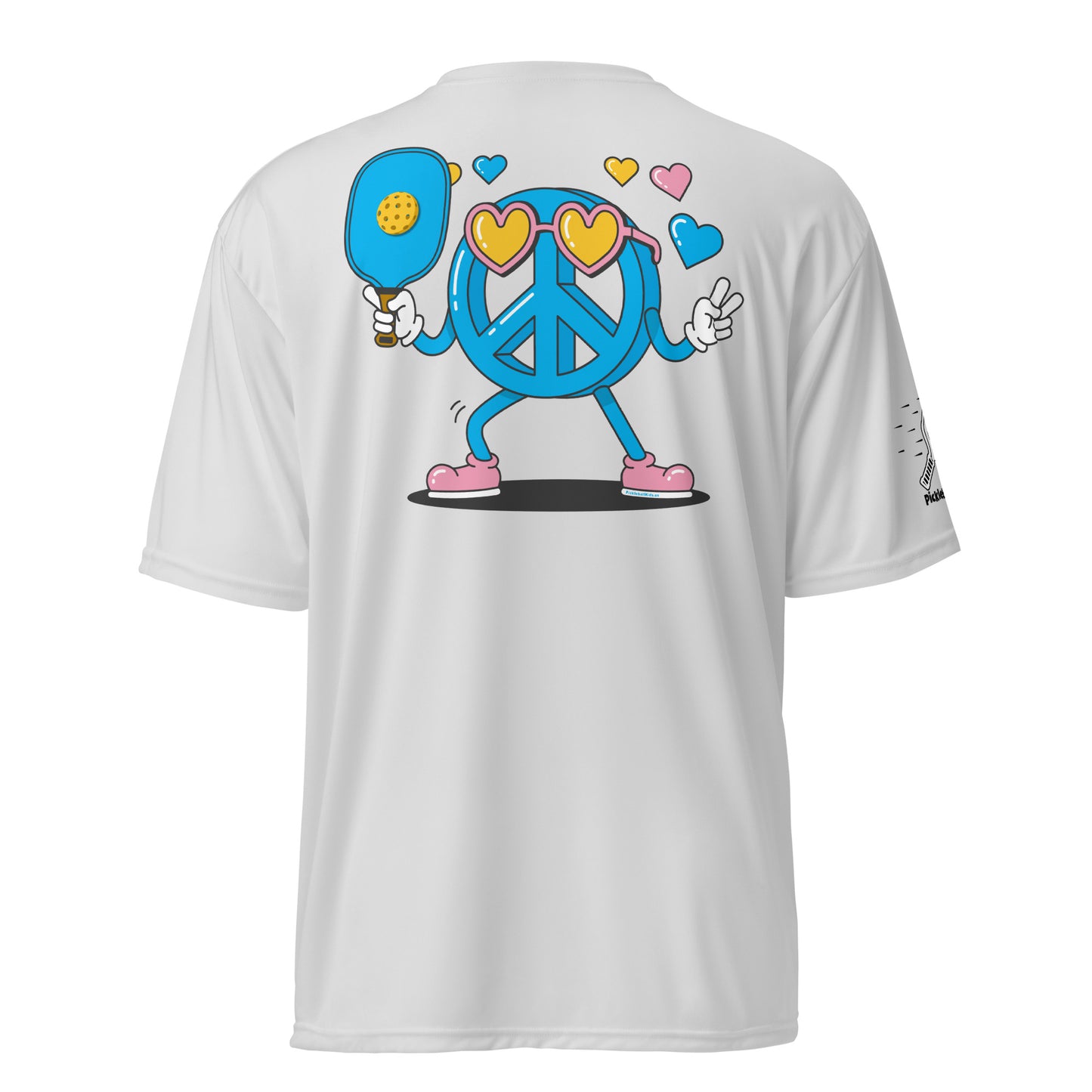 Pickleball Big Kids "Peace Symbol Holding A  Pickleball Paddle " Unisex Performance Crew Neck T-Shirt