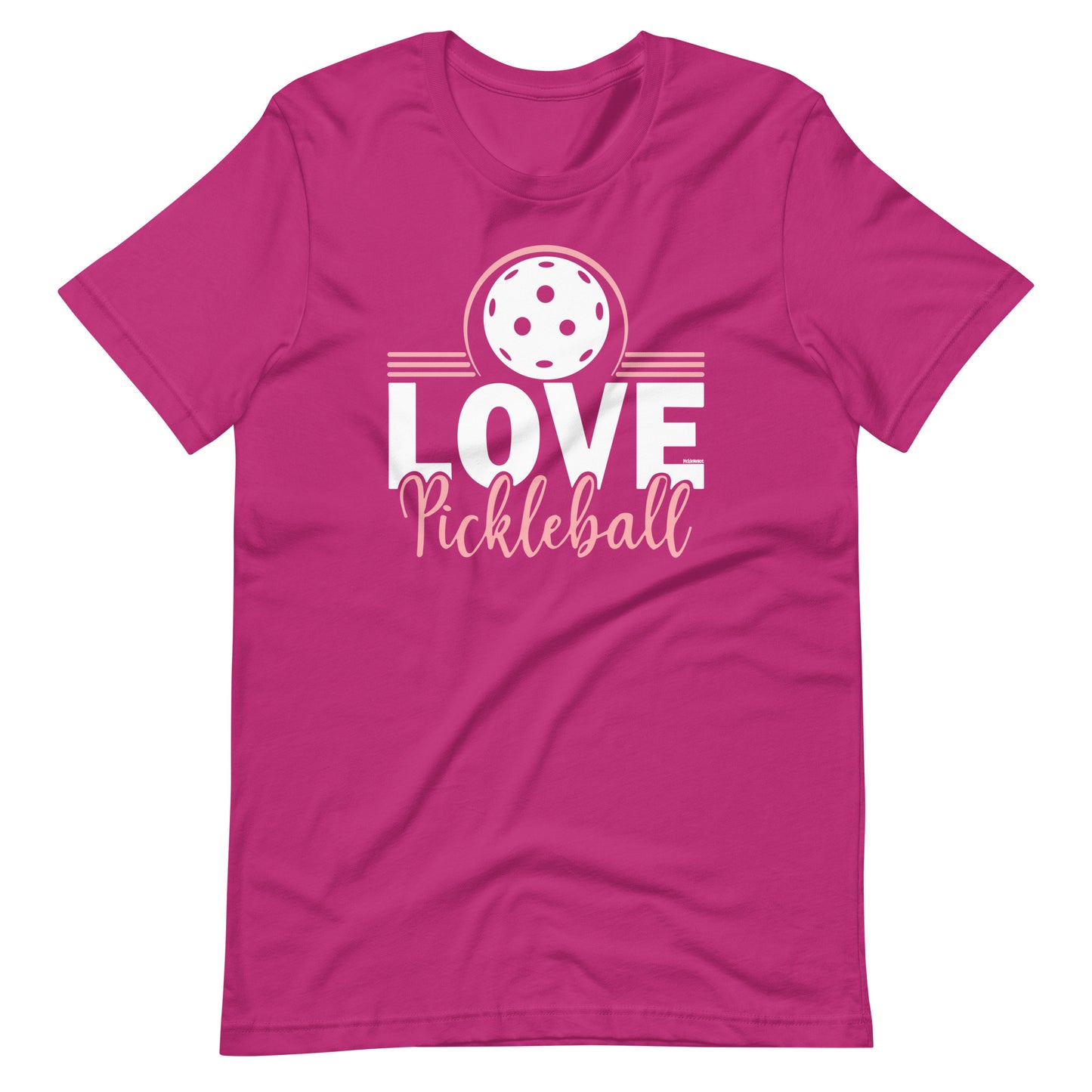 Fun Pickleball Graphic: "Love Pickleball," Womens Berry Unisex T-Shirt