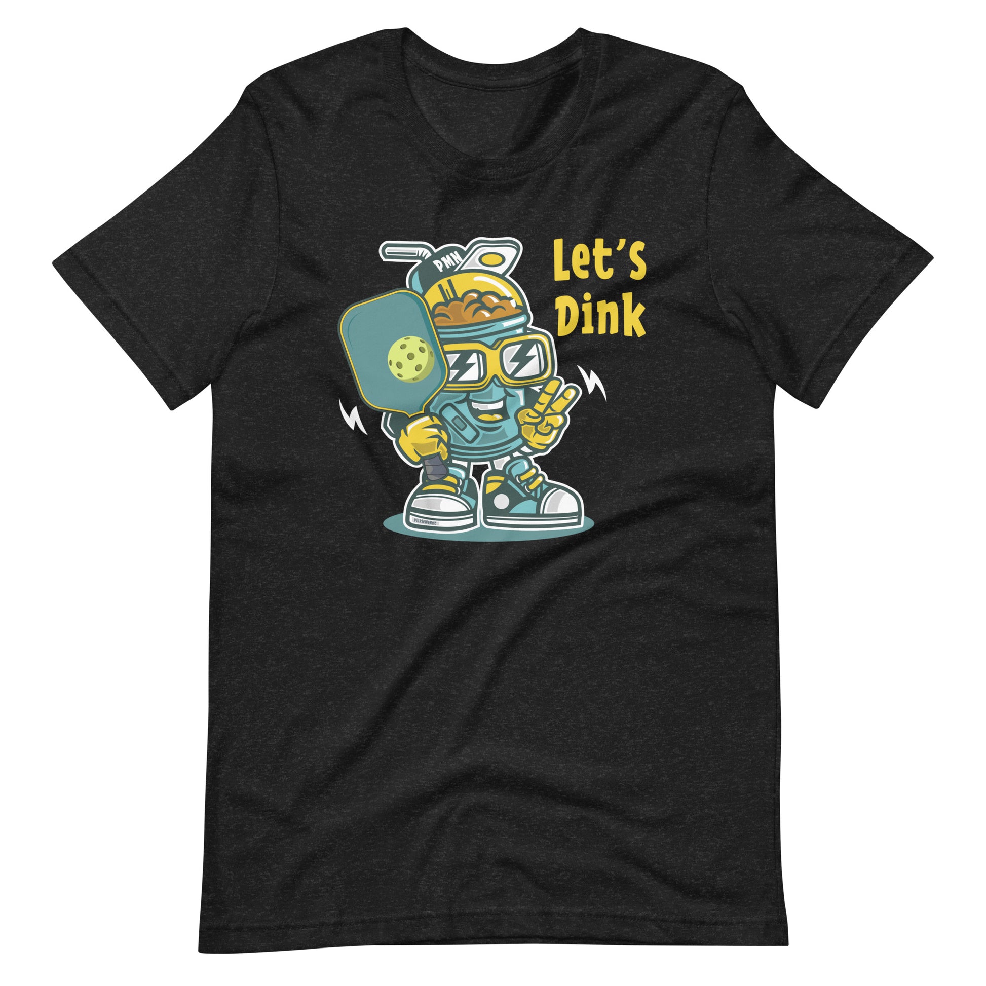 Retro-Vintage Fun Pickleball , "Let's Dink" Unisex Women's Black Heather T-Shirt