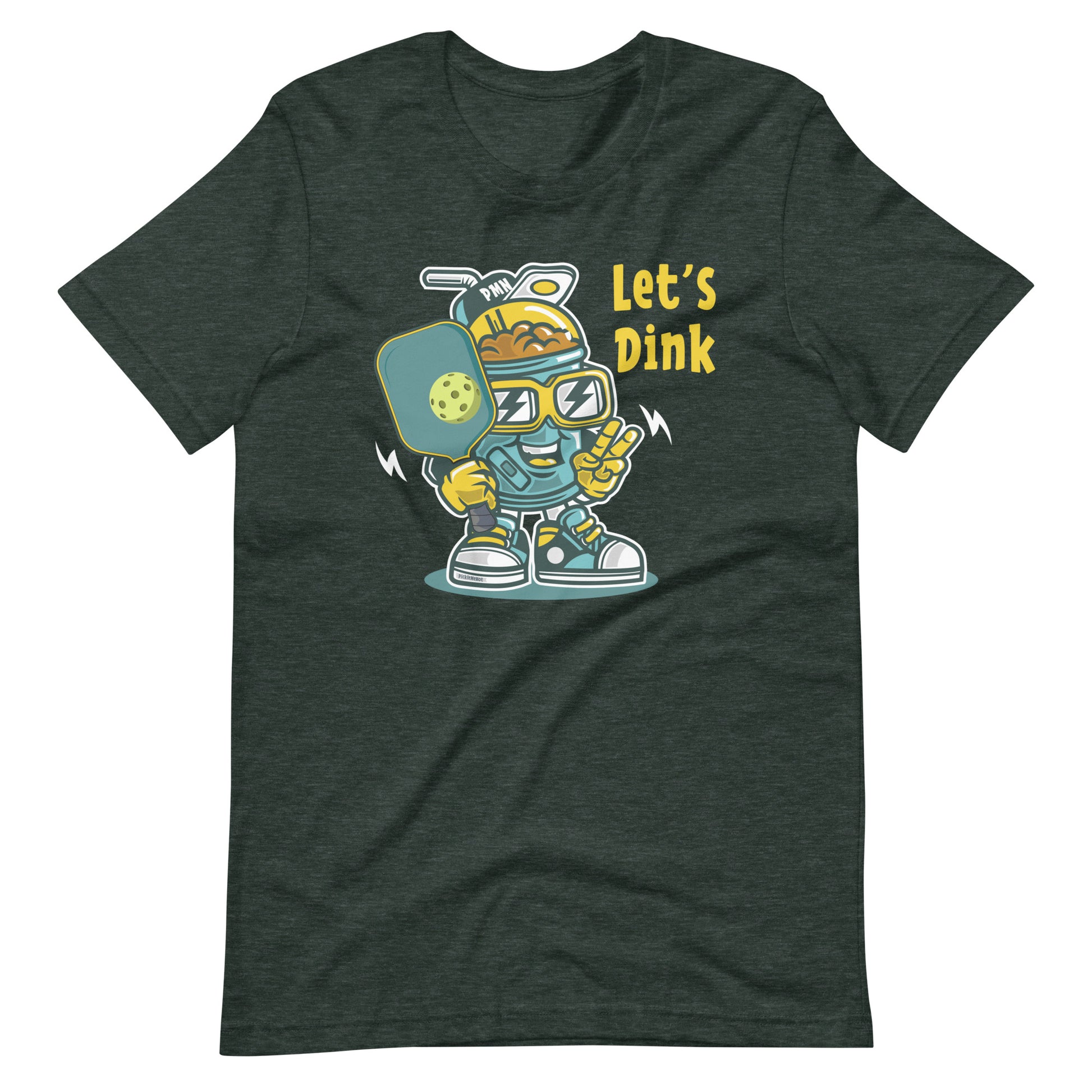 Retro-Vintage Fun Pickleball , "Let's Dink" Unisex Women's Heather Forest T-Shirt