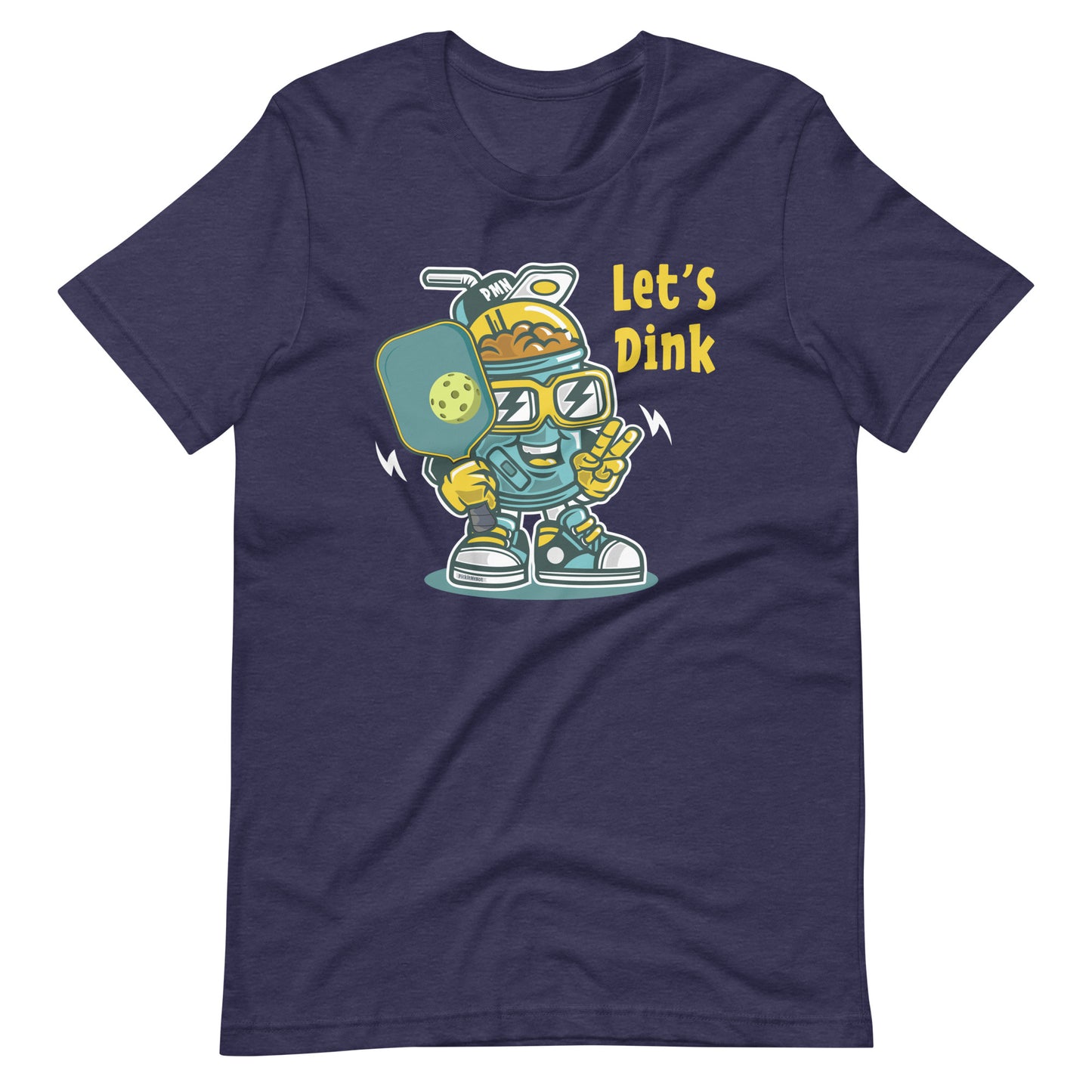 Retro-Vintage Fun Pickleball , "Let's Dink" Unisex Women's Heather Blue T-Shirt