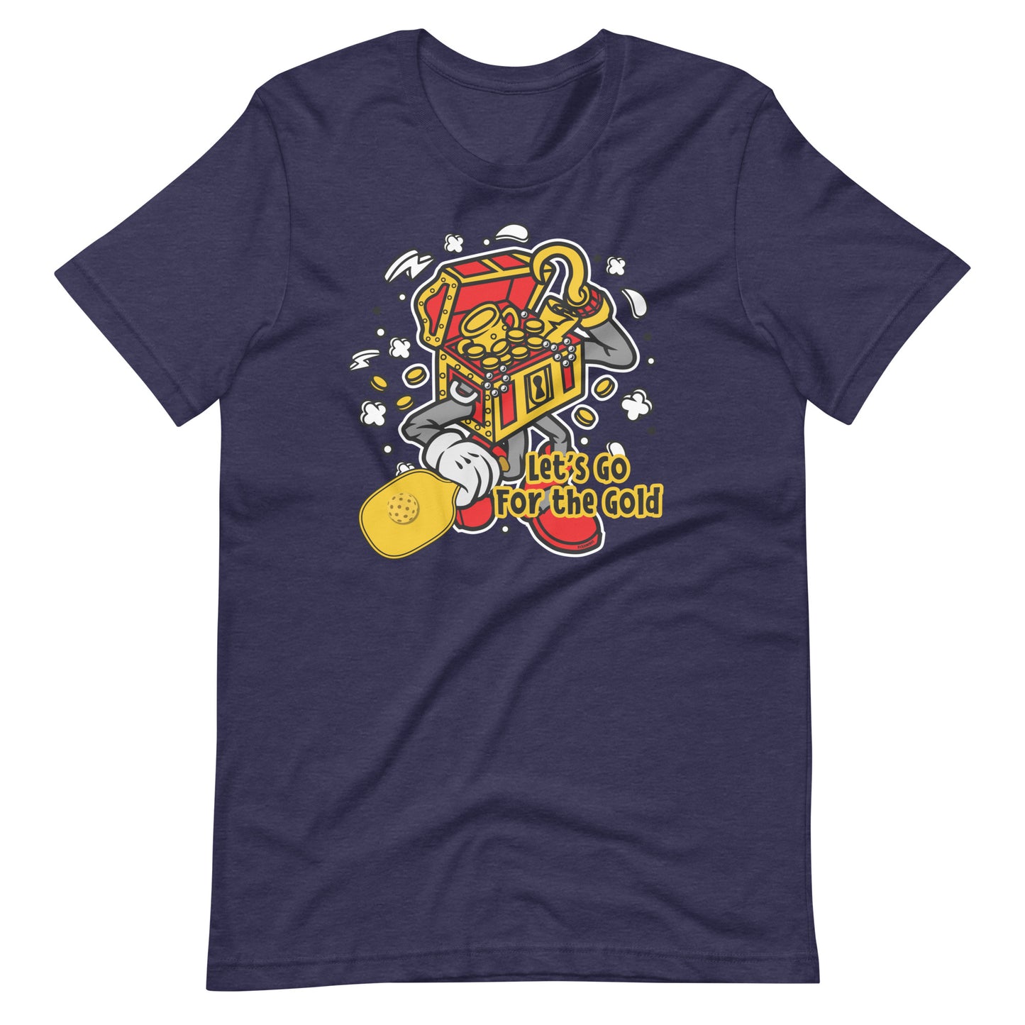 Retro-Vintage Fun Pickleball , "Let's Go For The Gold" Unisex Women's Navy T-Shirt