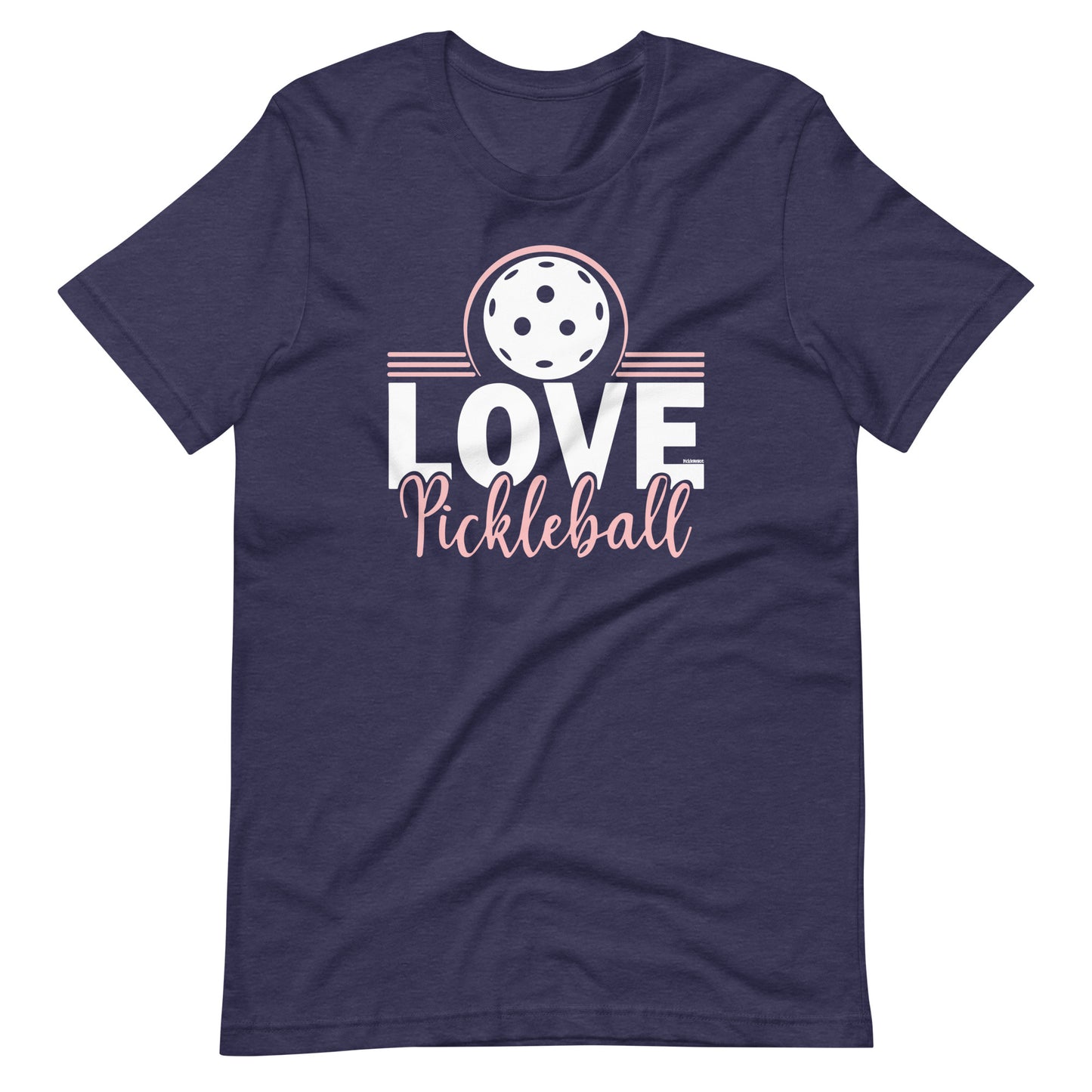 Fun Pickleball Graphic: "Love Pickleball," Womens Heather Midnight Navy Unisex T-Shirt