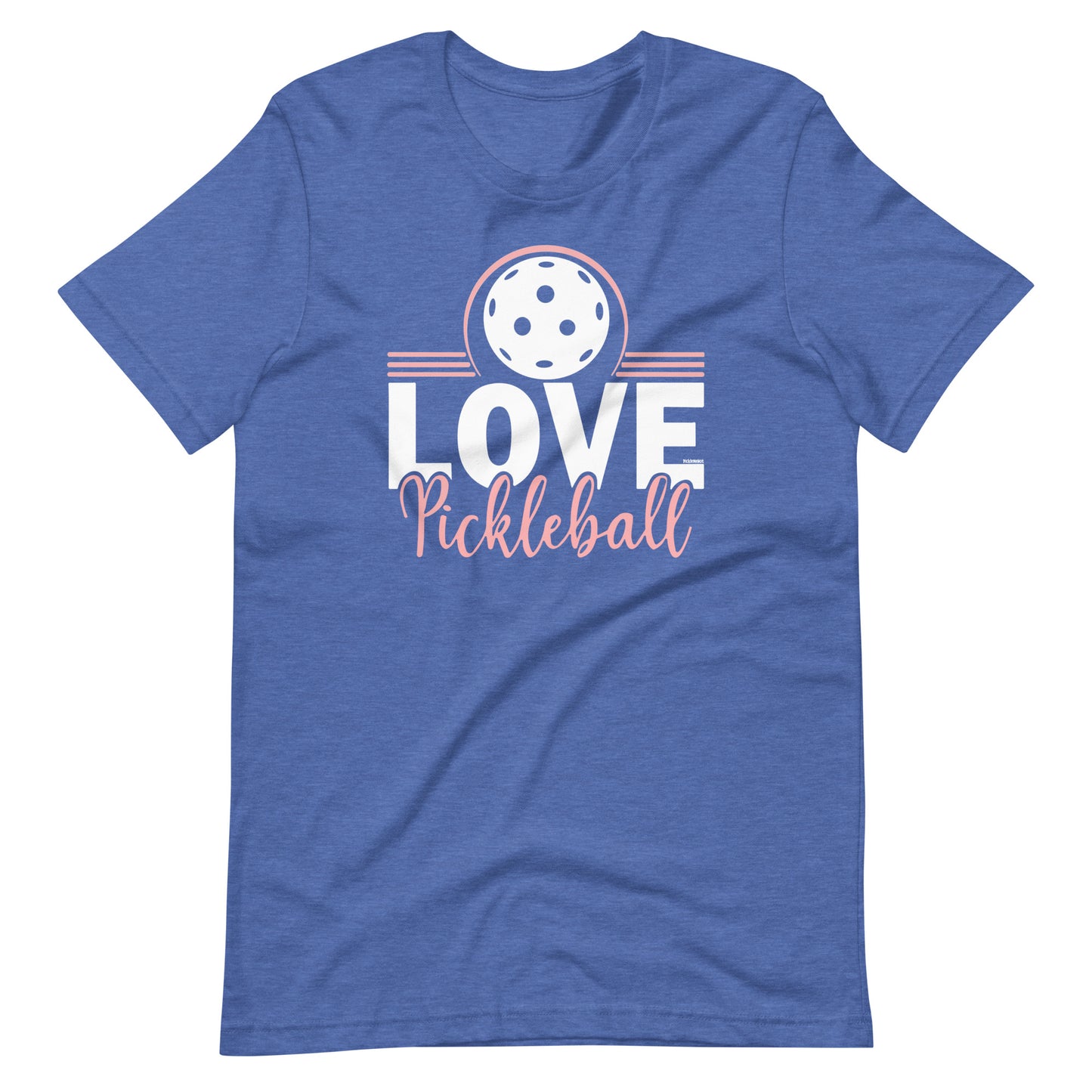 Fun Pickleball Graphic: "Love Pickleball," Womens Heather True Royal Unisex T-Shirt