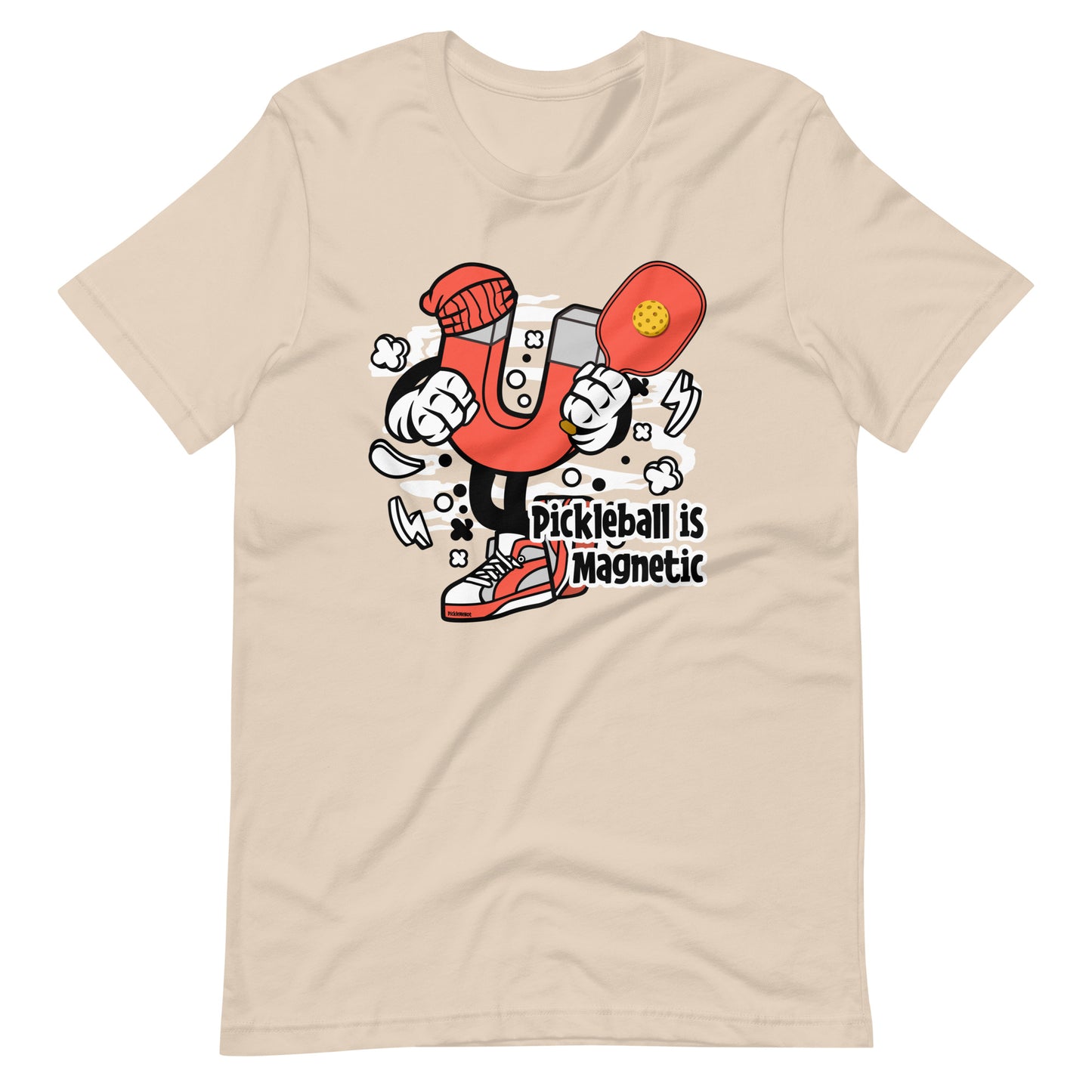 Retro-Vintage Fun Pickleball , "Pickleball is Magnetic" Unisex Women's Soft Cream T-Shirt