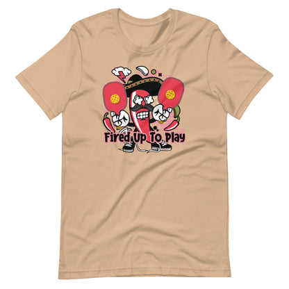Retro-Vintage Fun Pickleball "Fired Up To Play" Unisex T-Shirt