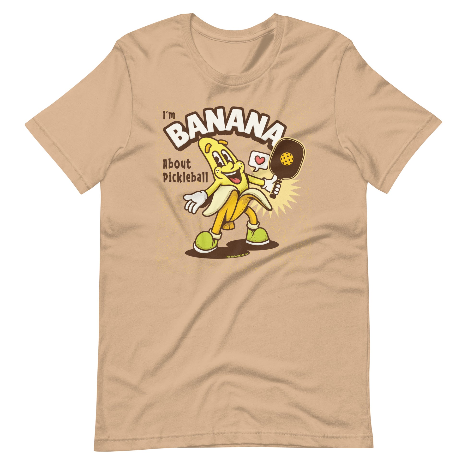 Retro-Vintage Fun Pickleball , "I'm Bananas About Pickleball" Unisex Women's Tan T-Shirt