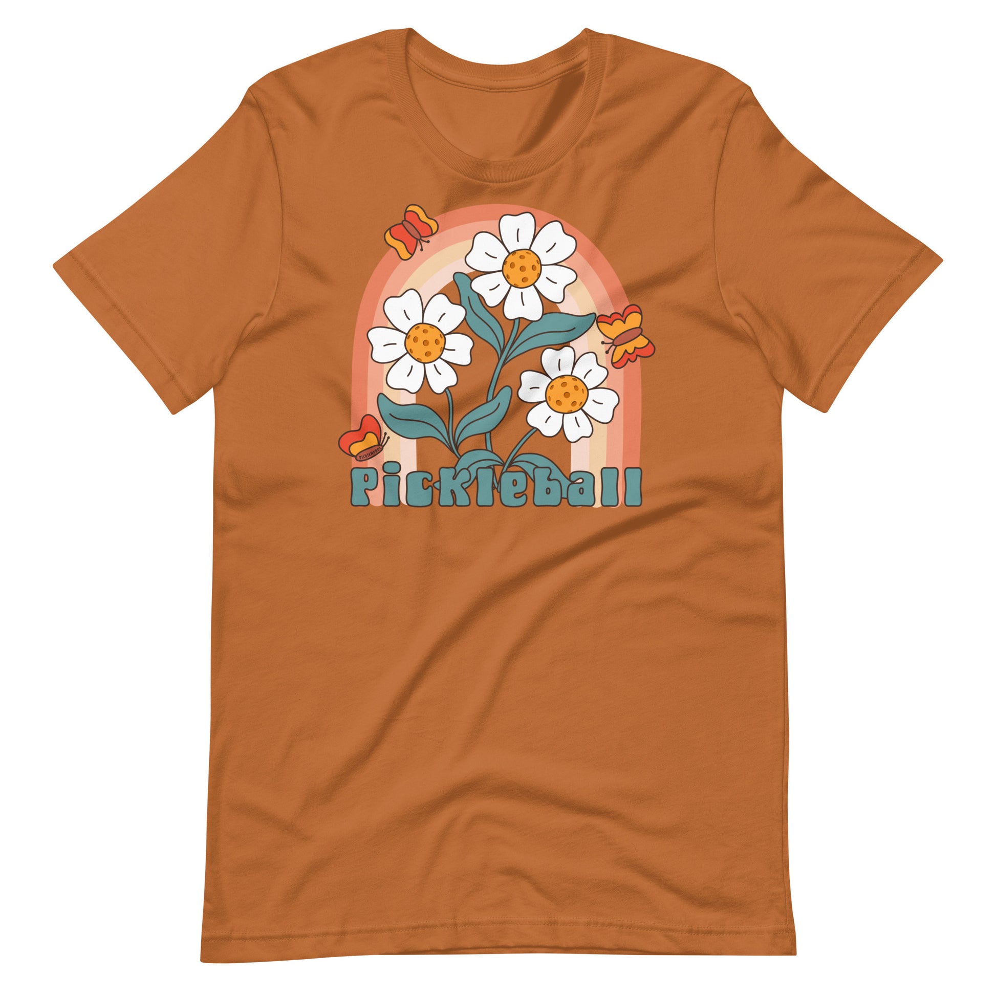 Fun Floral Pickleball Graphic: "Pickleball", Womens Unisex  Toast T-Shirt