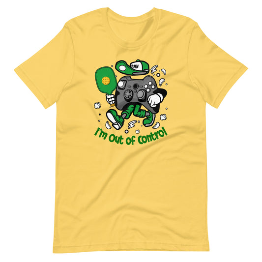 Retro-Vintage Fun Pickleball & Game Controller, "I'm Out Of Control" Unisex Women's T-Shirt