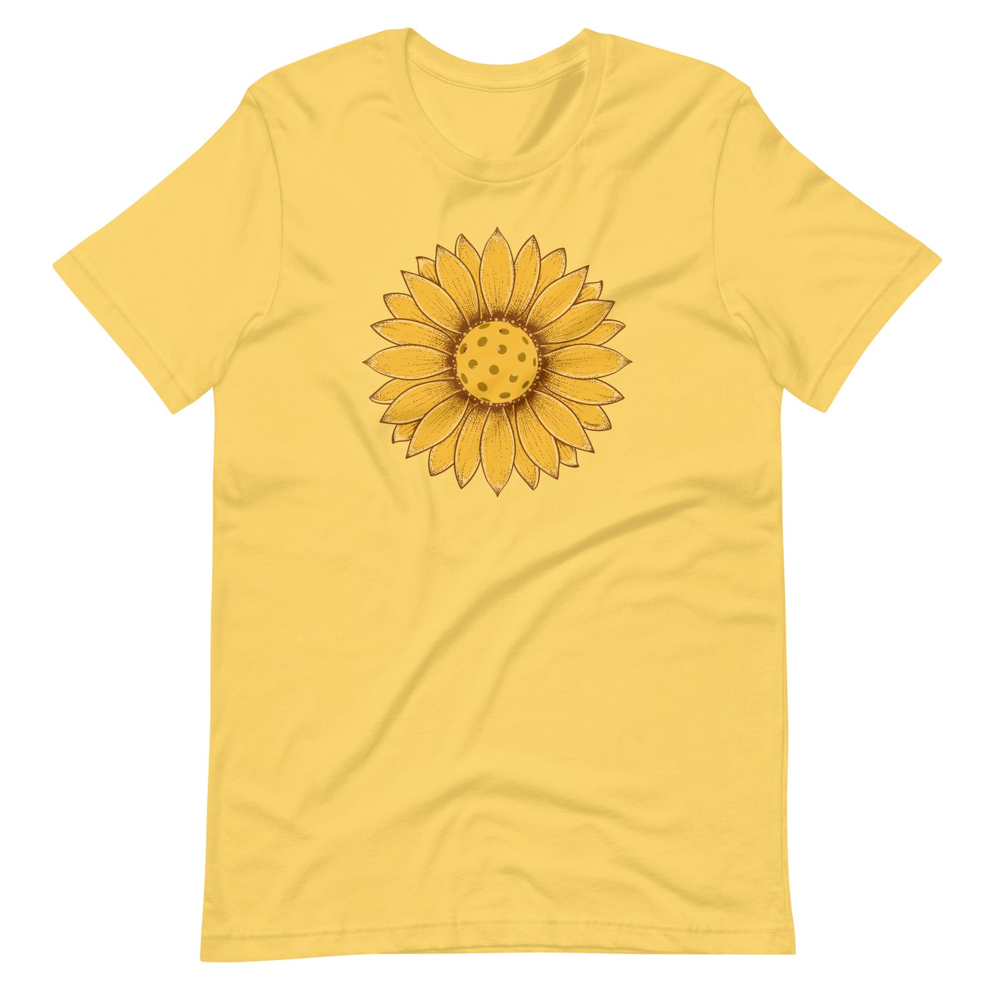 Fun Pickleball Graphic: "Daisy Flower Pedals," Womens Unisex Yellow T-Shirt