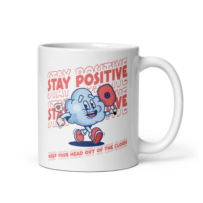Fun Puns on Pickleball Coffee White Glossy Mug, "Stay Positive"