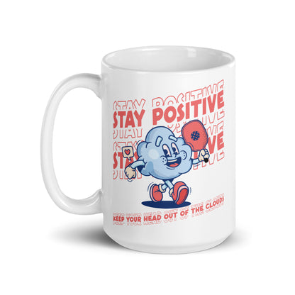Fun Puns on Pickleball Coffee White Glossy Mug, "Stay Positive"