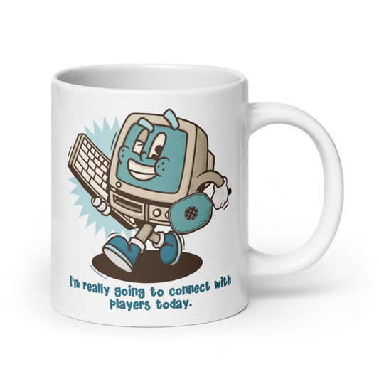 Fun Puns on Pickleball Coffee White Glossy Mug, "I'm Really Going To Connect With Players Today"