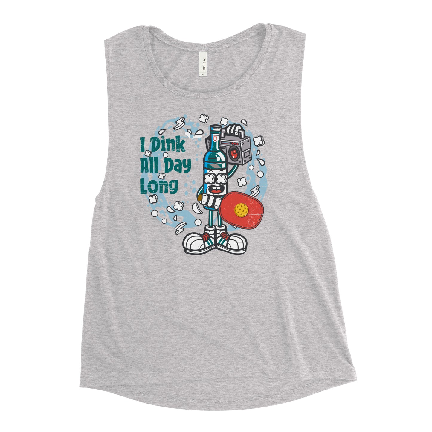 Ladies’ Best Pickleball Muscle Tank Top, "I Dink All Day"