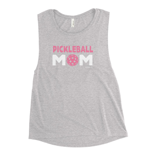 Ladies’  Best Pickleball Athletic Heather Muscle Tank Top, "Pickleball Mom"