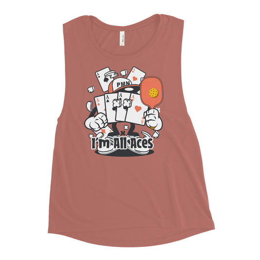 Ladies’  Best Pickleball Muscle Tank Top, "I'm All Aces"