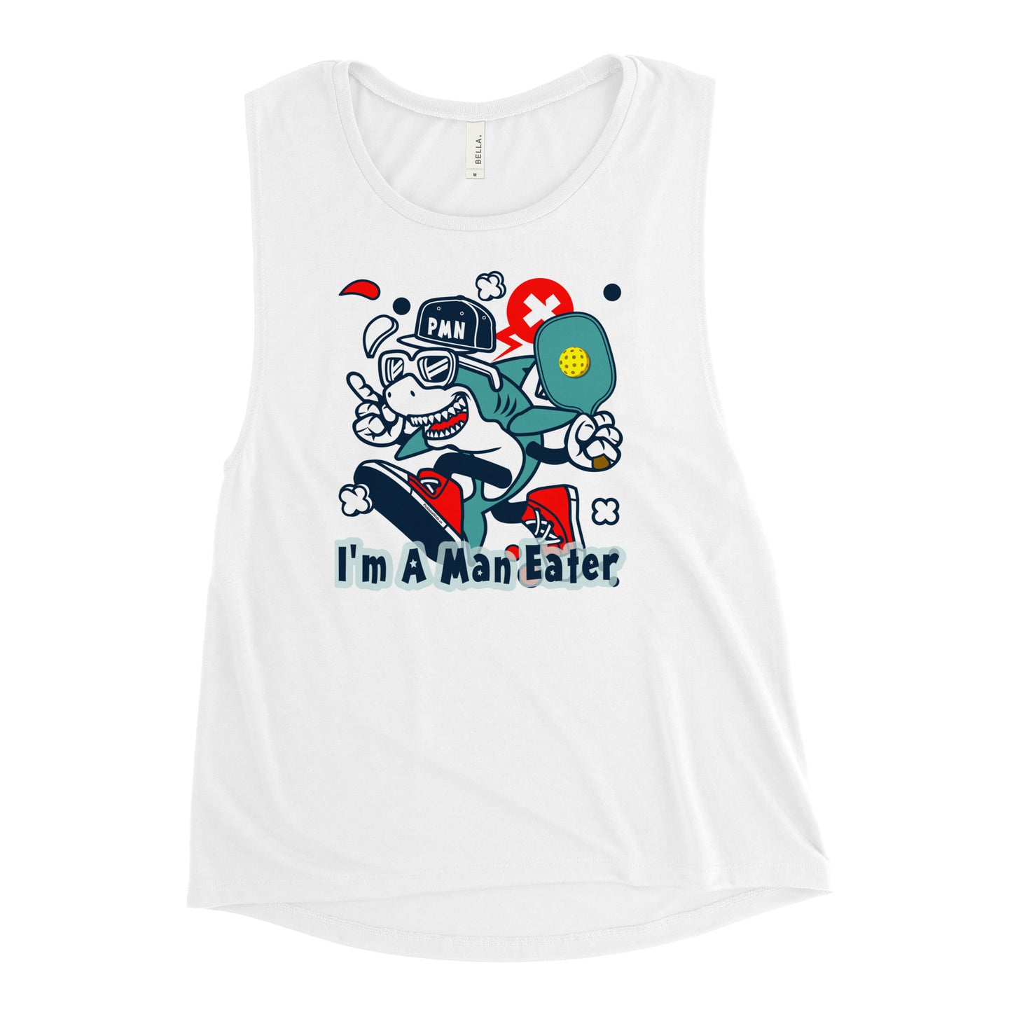 Ladies’ Best Pickleball Muscle Tank Top, "I'm A Man Eater."