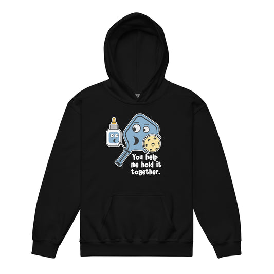 Fun Pickleball Pun: "You Help Me Hold It Together" Youth Heavy Blend Hoodie