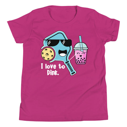 Fun Pickleball Pun: "I Love To Dink," Youth Short Sleeve T-Shirt