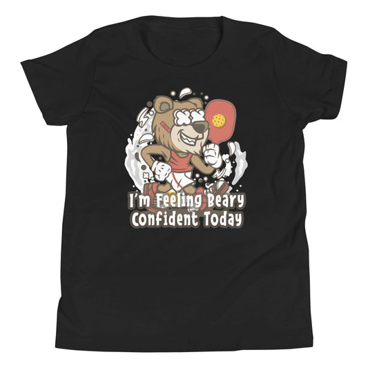 Fun Pickleball Pun: "I'm Feeling Very Confident Today" Youth Short Sleeve T-Shirt