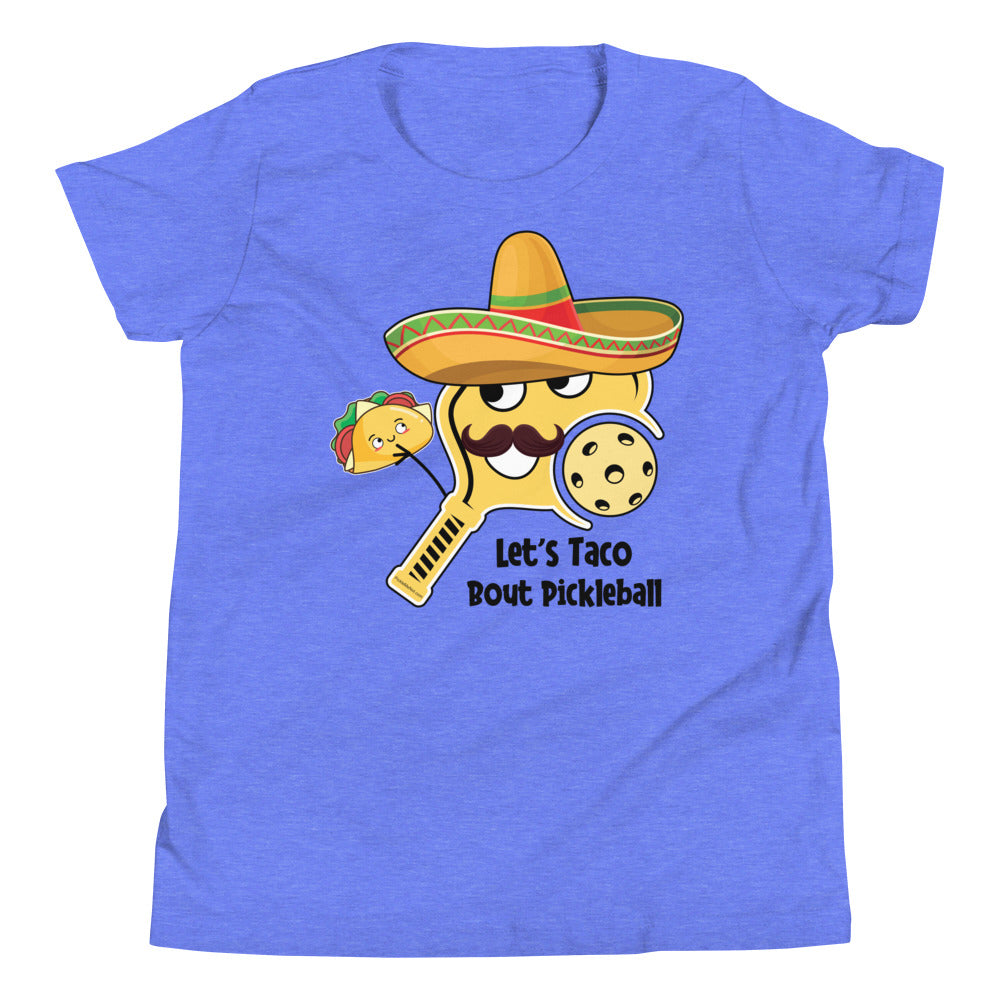 Fun Pickleball Pun: "Let's Taco About Pickleball," Youth Short Sleeve T-Shirt